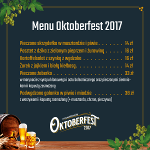 Menu Oktoberfest w restauracji Angels Steak & Pub w Ustroniu